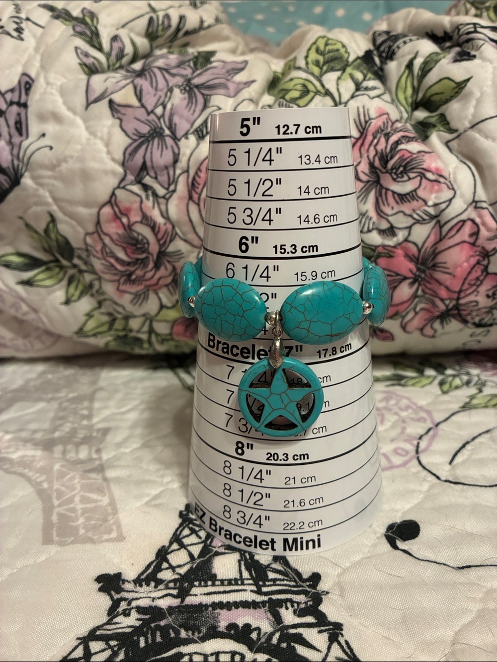 Faux Turquoise Stone Bracelet with Star Charm
